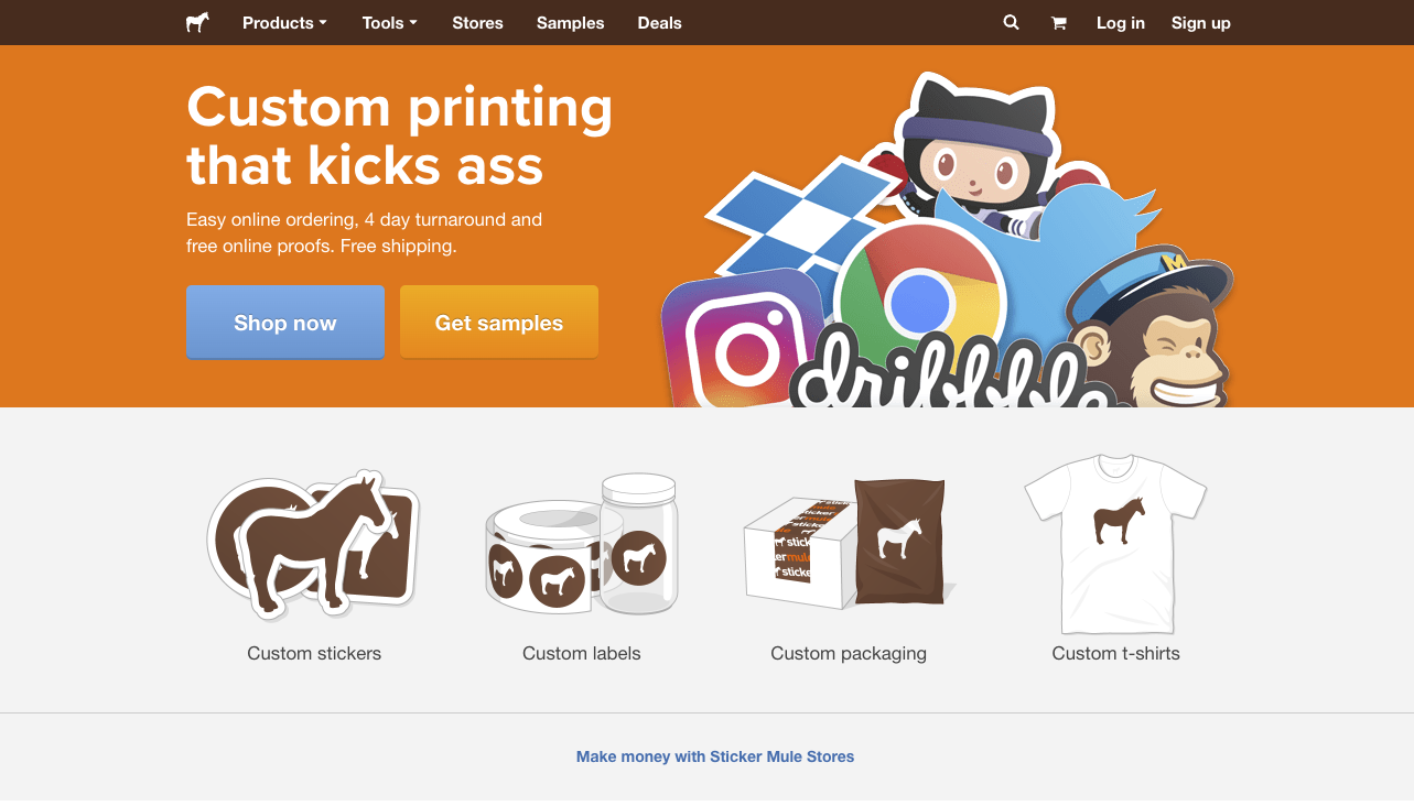 Sticker Mule CTAs Get samples and Make money with sticker mule